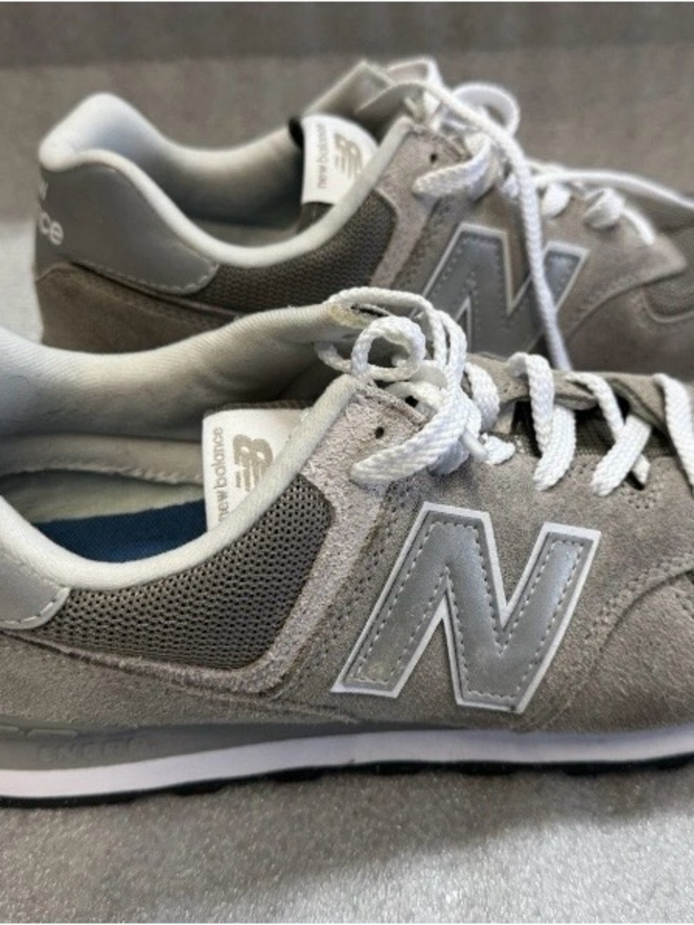 New Balance Light Gray Suede & Mesh Sneakers